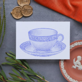 Paarse theekop briefkaart