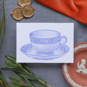 Paarse theekop briefkaart