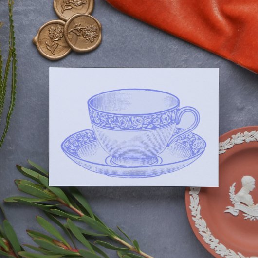 Paarse theekop briefkaart