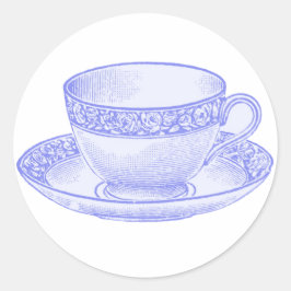 Paarse Theekop Ronde Sticker