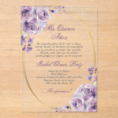 Paarse thema acryl Quinceañera Acryl Uitnodigingen (Voorkant)