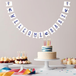 Paarse thema baby shower bunting banner