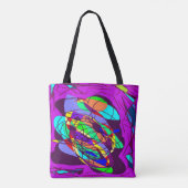 Paarse thema met blauw twp patterned design tote bag (Achterkant)