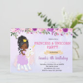 Paarse thema prinses unicorn uitnodiging (Staand voorkant)