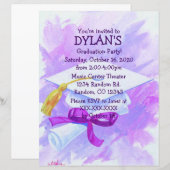 Paarse themaafgestudeerpartij flyer-uitnodigingen (Voorkant / Achterkant)