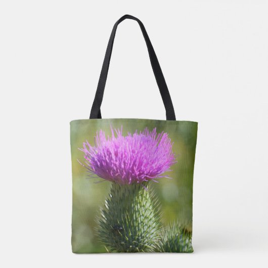 Paarse Thistle Autumn Flower Tote Bag (Achterkant)