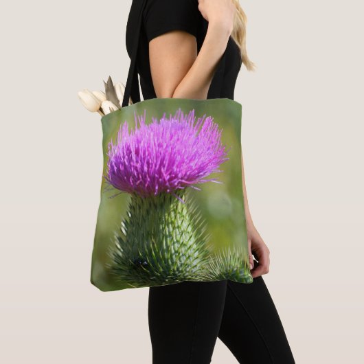 Paarse Thistle Autumn Flower Tote Bag (Dichtbij)