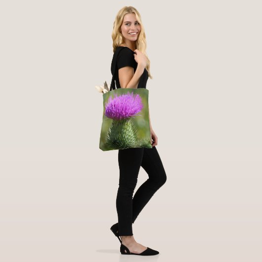 Paarse Thistle Autumn Flower Tote Bag (Op model)