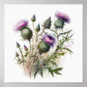 Paarse Thistle Flower Art Print Poster (Voorkant)