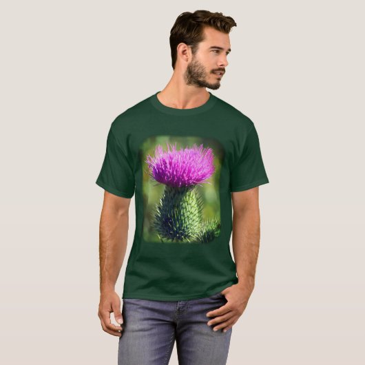 Paarse Thistle Flower Natuur T-shirt (Voorkant volledig)