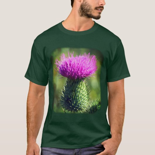Paarse Thistle Flower Natuur T-shirt (Voorkant)