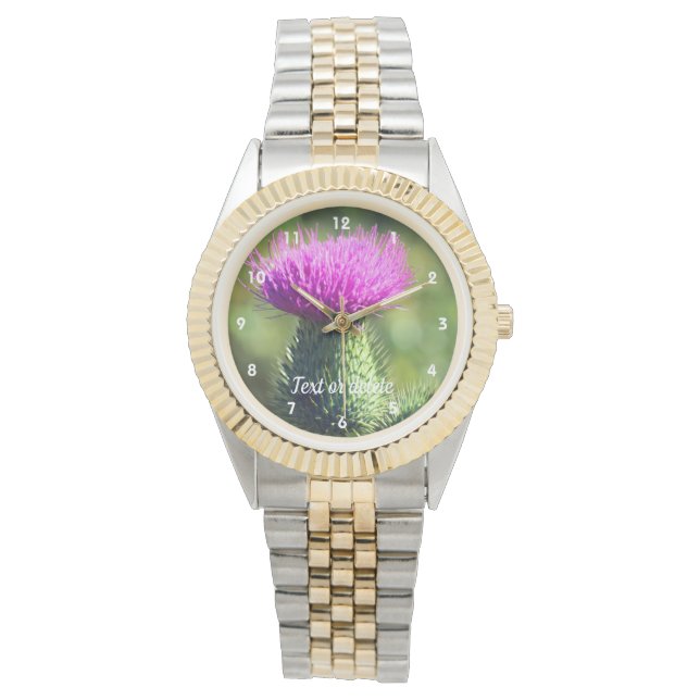 Paarse Thistle Flower op maat Horloge (Voorkant)