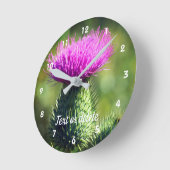 Paarse Thistle Flower op maat   Ronde Klok (Hoek)