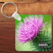 Paarse Thistle Keyring Sleutelhanger (Voorkant)