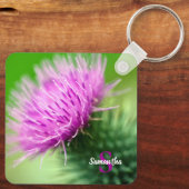 Paarse Thistle Keyring Sleutelhanger (Achterkant)