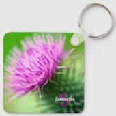 Paarse Thistle Keyring Sleutelhanger (Achterkant)