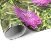 Paarse Thistle Wilde Floral Art Cadeaupapier (Rol Hoek)