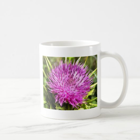 Paarse Thistle Wilde Floral Art Koffiemok (Rechts)