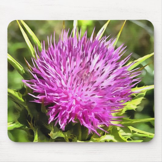 Paarse Thistle Wilde Floral Art Muismat (Voorkant)
