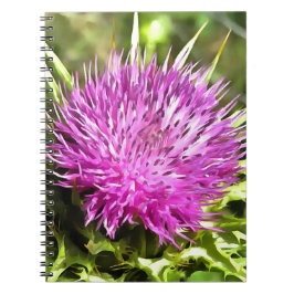 Paarse Thistle Wilde Floral Art Notitieboek