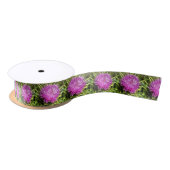 Paarse Thistle Wilde Floral Art Satijnen Lint (Spoel)