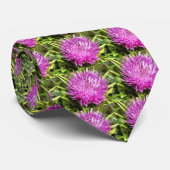Paarse Thistle Wilde Floral Art Stropdas (Opgerold)