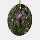 Paarse Thistle Wildflower Realiserende kunst Keramisch Ornament (Rechts)