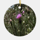 Paarse Thistle Wildflower Realiserende kunst Keramisch Ornament (Voorkant)