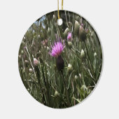 Paarse Thistle Wildflower Realiserende kunst Keramisch Ornament (Links)