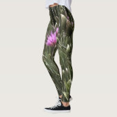 Paarse Thistle Wildflower Realiserende kunst Leggings (Links)