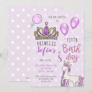 Paarse Tiara Princess Horse Birthday-uitnodigingen Kaart