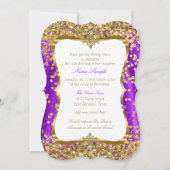Paarse Tiara Princess Sweet 16 Gold White Invite 2 Kaart (Achterkant)