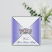 Paarse Tiara Sweet 16 Feest Kaart (Staand voorkant)