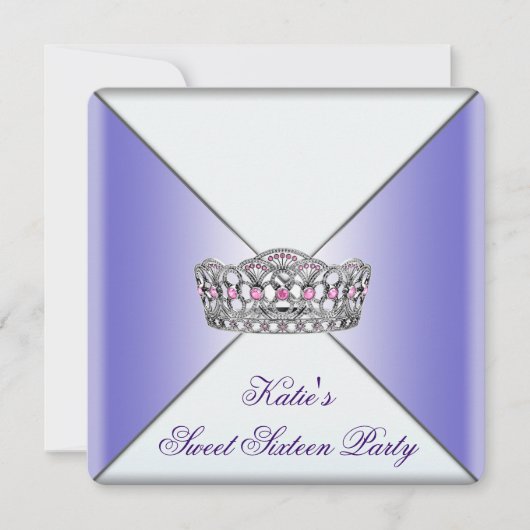 Paarse Tiara Sweet 16 Feest Kaart (Voorkant)