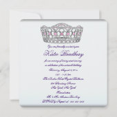 Paarse Tiara Sweet 16 Party Kaart (Achterkant)