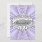 Paarse tiara's en Damask Quinceanera, klein Kaart (Voorkant)