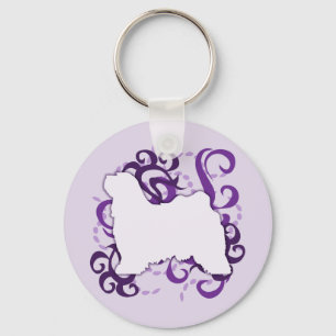 Paarse Tibetaanse Terrier Swirl Sleutelhanger
