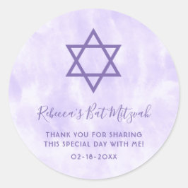 Paarse Tie Dye Bat Mitzvah Classic Ronde Sticker