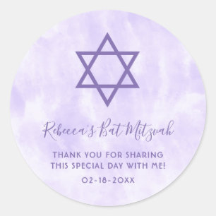 Paarse Tie Dye Bat Mitzvah Classic Ronde Sticker