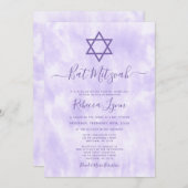 Paarse Tie Dye Bat Mitzvah Kaart (Voorkant / Achterkant)