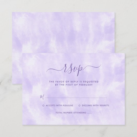 Paarse Tie Dye Bat Mitzvah RSVP Kaartje (Voorkant / Achterkant)