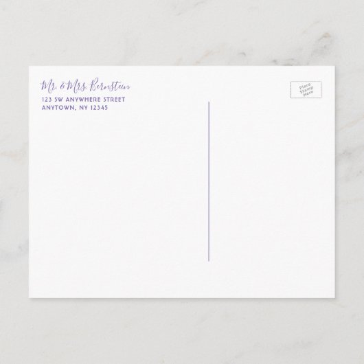 Paarse Tie Dye Bat Mitzvah Save the Date Aankondigingskaart (Achterkant)