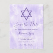 Paarse Tie Dye Bat Mitzvah Save the Date Aankondigingskaart (Voorkant)