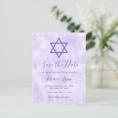 Paarse Tie Dye Bat Mitzvah Save the Date Aankondigingskaart (Staand voorkant)