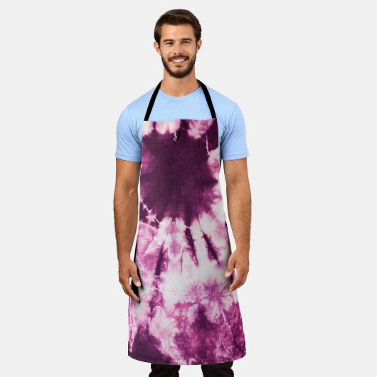 Paarse Tie Dye Batik Textuur Schort (Gedragen)