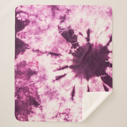 Paarse Tie Dye Batik Textuur Sherpa Deken (Voorkant)