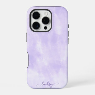 Paarse Tie Dye Calligrafie Gepersonaliseerde Naam iPhone 16 Pro Hoesje