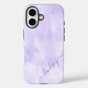 Paarse Tie Dye Calligrafie Persoonlijke naam iPhone 16 Hoesje