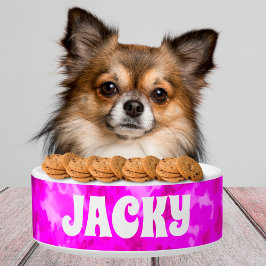 Paarse Tie Dye Gepersonaliseerde Hond- of Kattenna Voerbakje