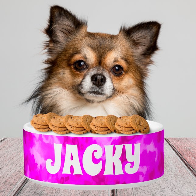 Paarse Tie Dye Gepersonaliseerde Hond- of Kattenna Voerbakje (Creator heeft geüpload)